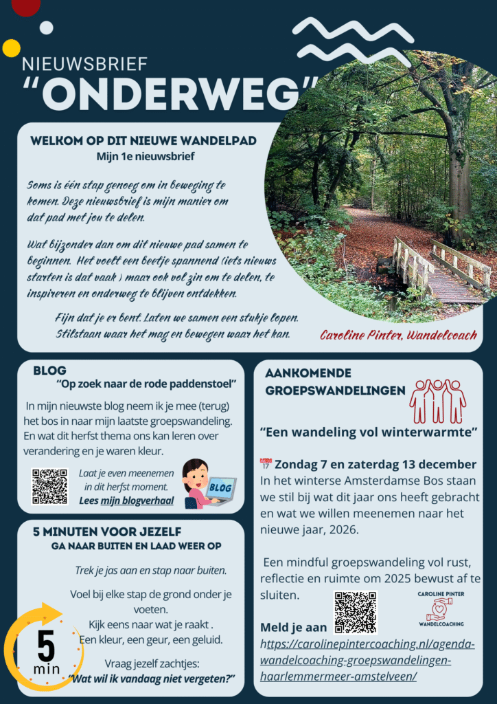 Nieuwsbrief Onderweg Caroline Pinter Wandelcoach